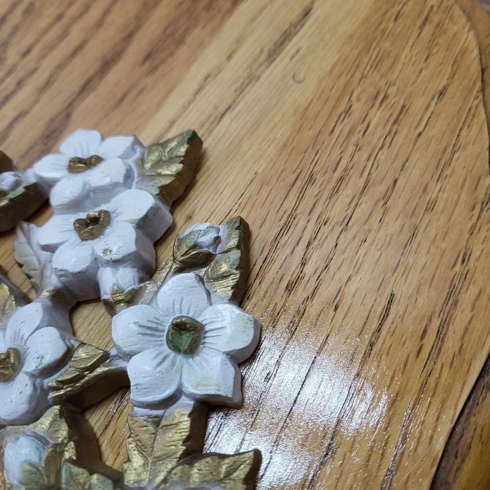 Pair VTG Burwood Dogwood Branch Wall Hangkng Decor Floral Set 1986 Made In USA